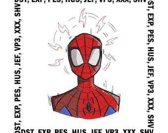 Diseño de bordado de Spiderman: 6 tamaños, archivo para máquina (descarga digital)