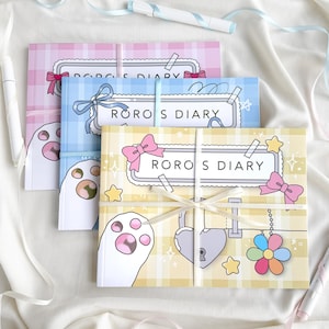 Zestaw kolorowanek Roro's Diary l Rysowane ręcznie słodkie ilustracje kotów dla dorosłych i nastolatków | Grube perforowane strony | autorstwa Color Mimi