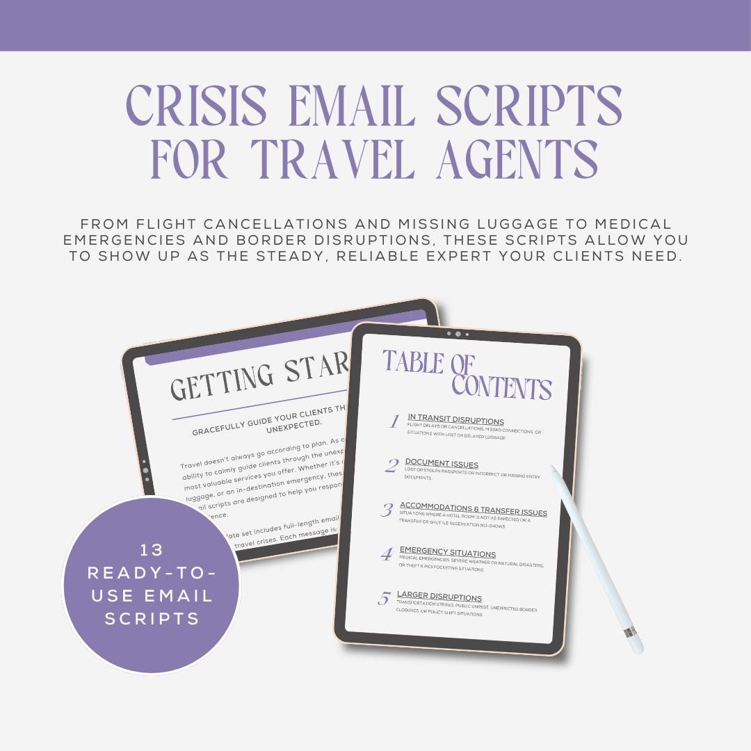 Travel Crisis Email Scripts | Template Bundle for Travel Advisors - Etsy