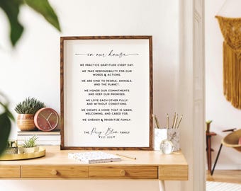 Cuadro personalizado con las reglas de la casa para la familia / Decoración personalizada para el hogar (Descarga digital)