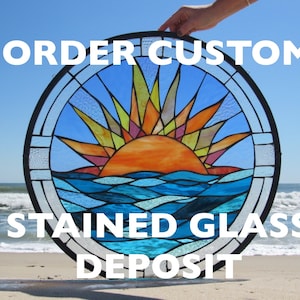 CUSTOM STAINED GLASS Deposit, Stained Glass Transom Window, Custom Window Treatment, Privacy Screen, Cabinet, Sidelights, Bathroom Remodel