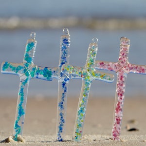 Glass Cross Infused With Sand from Israel