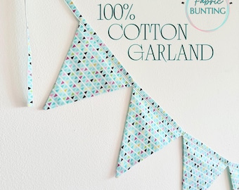 Guirnalda triangular de tela pastel natural 100 % algodón, reutilizable, decoración de fiesta bohemia.