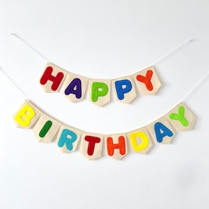 Vilten Happy Birthday banner regenboog feestslinger voor kinderen