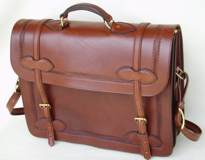 Handmade Bridle Leather Briefcase/computercase - Etsy