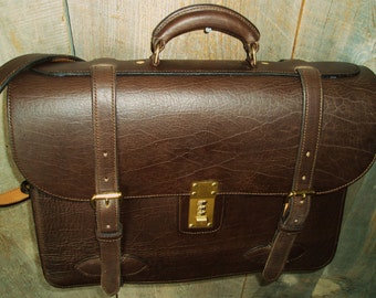 Handmade American Bison Leather Briefcase