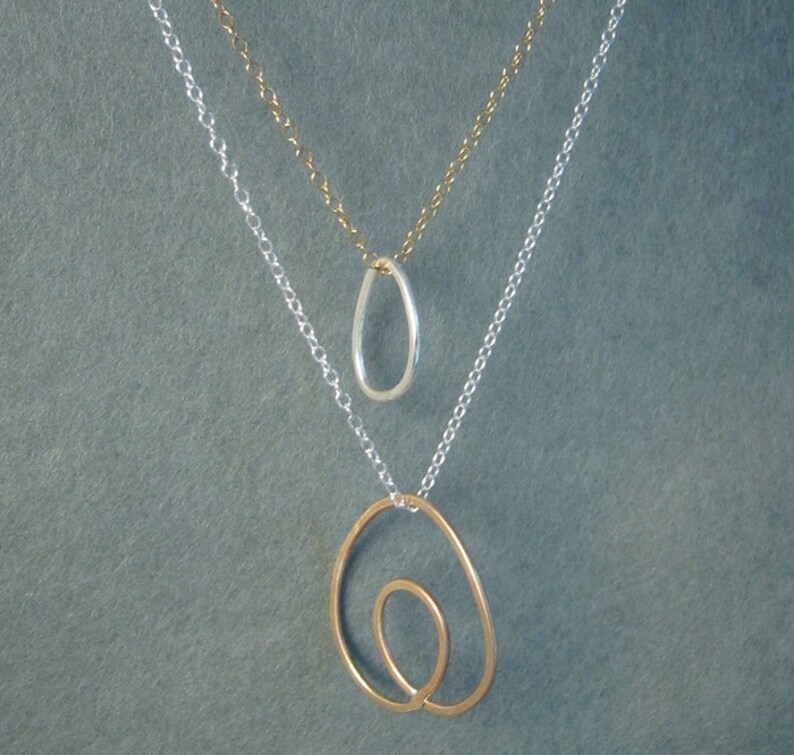 Heart Looped silver and gold necklace image 3