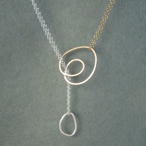 Heart Looped silver and gold necklace image 2