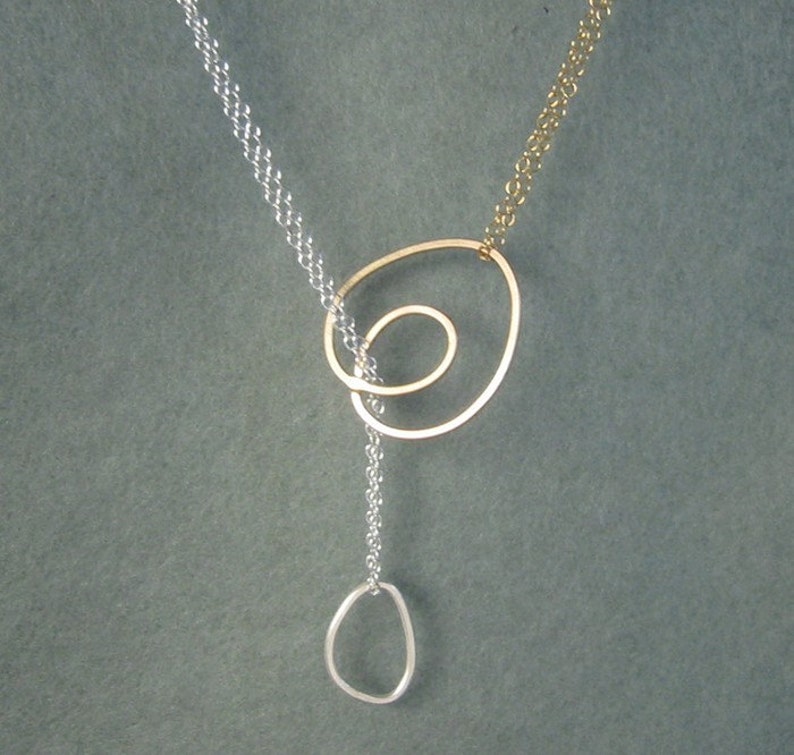 Heart Looped silver and gold necklace image 2