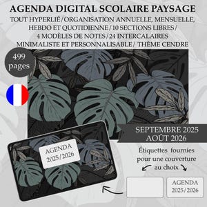 Agenda Académique Digital 2025/2026, Englisch, Englisch, Französisch, Italienisch, Englisch, Französisch, Minimalist, PDF, Goodnotes
