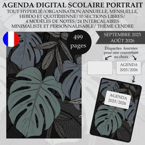 Agenda Académique Digital 2025/2026, Agenda, Lehrer und Studenten, Geburtstag, Portrait, Französisch, minimalistisch, PDF, Goodnotes, Noteshelf