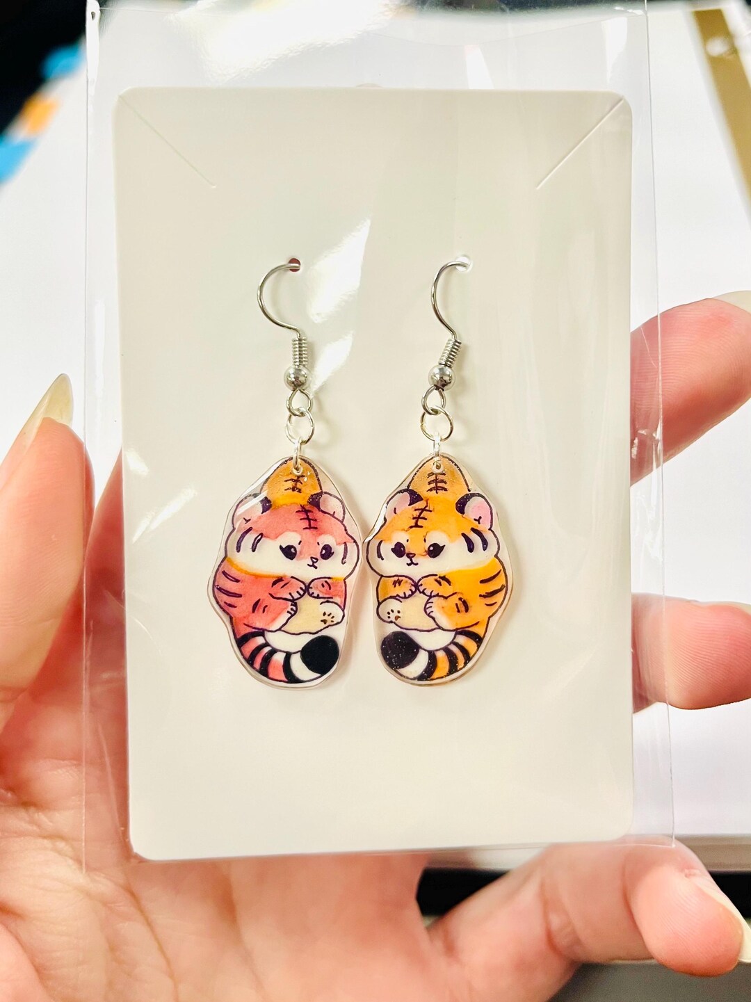 Tiger Scruff Baby Tiger Scruff Dangle Earrings, Hypoallergenic - Etsy