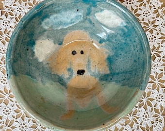 Studio Pottery Poodle Dog Bowl - Signed “Melanie OG”