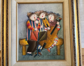 J Roybal Whimsical Young Oil Painting on Canvas Framed, Joyce