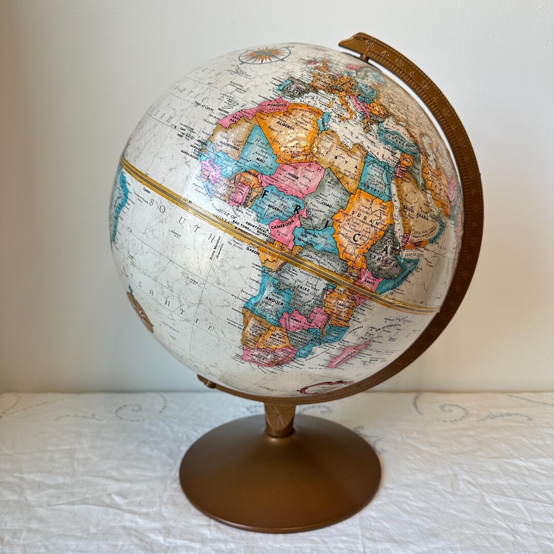 Vintage Replogle Raised Relief Globe | World Classic Series Metal Stand ...