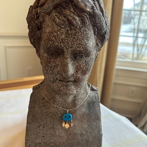 Handmade Assyrian evil eye turquoise and 925 silver pendant with 925 silver 18” chain. Made in Mardin, Midyat