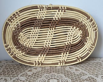 Vintage Hand-Woven Rattan Placemats - Set of 6, Rustic Boho Table Decor