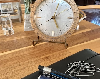 Vintage World Time Clock | Mid-Century Modern Style, 4.5"
