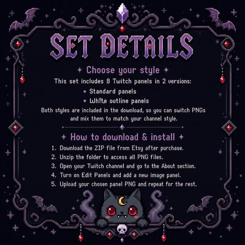Purr-anormal Activity Retro Monster Cat Twitch Panels | Pixel Art ...