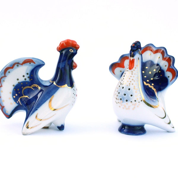 Porcelain turkey and rooster