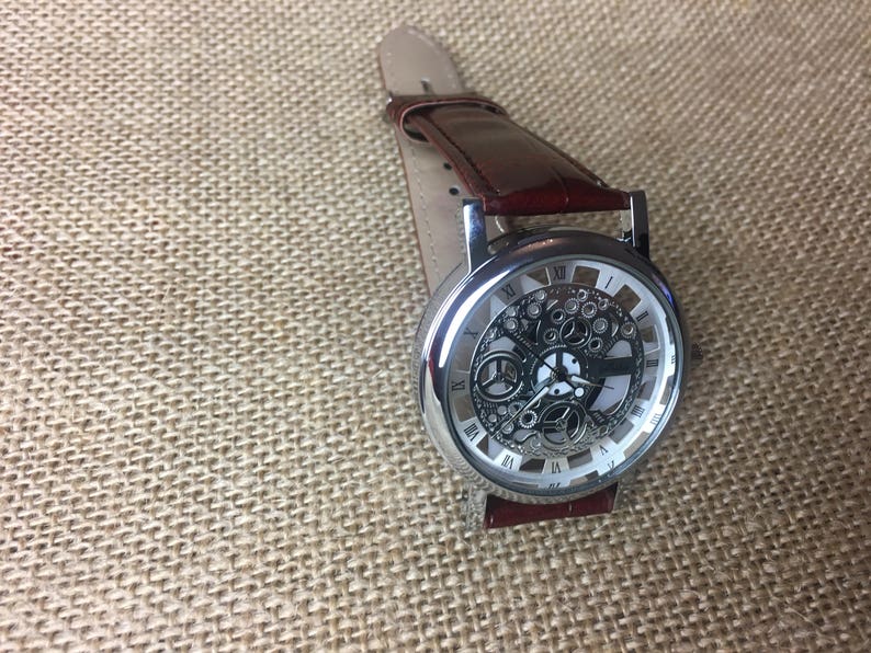 Personalisierte Uhr, gravierte Uhr, Hochzeitsgeschenke, Bräutigam Geschenk, Uhren für Männer, Trauzeugen Uhren, Silber Uhr, Steampunk Uhr, montreuhr Bild 3