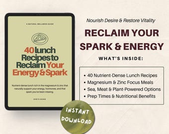 Recetas para el almuerzo que equilibran las hormonas, 40 comidas ricas en magnesio y zinc, libro de cocina digital en PDF.