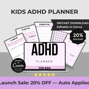 Plantilla de Canva para planificador infantil con TDAH / Creador de rutinas diarias (Descarga digital)