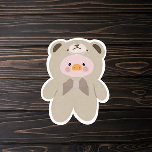 Lulu The Piggy, Teddy Lulu, Brown, Custom Unique Water Proof Vinyl Stickers for outdoor and indoor 3inch
