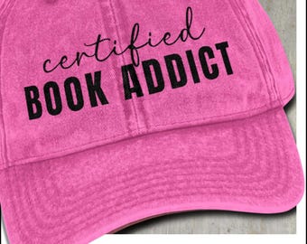 Boné vintage de sarja de algodão com bordado "Viciado em Livros Certificado", presente para leitor.