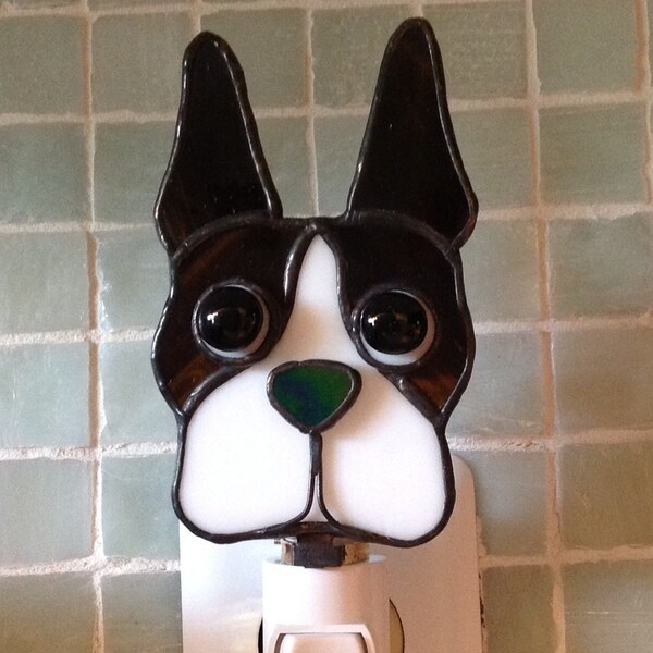 Stained Glass Boston Terrier Night Light