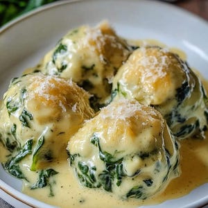Spinach Dumplings with Cheese Sauce Recipe Download.