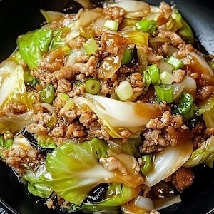 Stir-Fried Cabbage with Minced Meat Recipe (Digital Download)