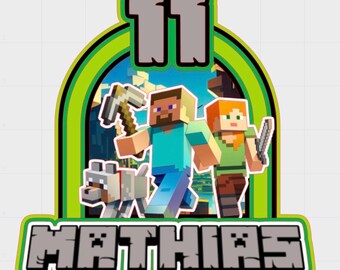 Gamer cake topper personalized 3d,pixel cake topper,party theme