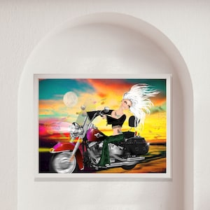 Motorcycle Poster Print Harley Davidson Motorcycle Poster Motorcycle Gicleé Print Motorcycle Garage Poster Motorbike Art Print