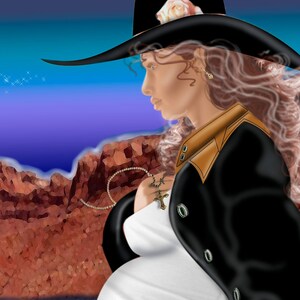 Cowgirl Artwork Cowgirl Gicleé Print Cowgirl Fantasy Art Moonlight Scene Art
