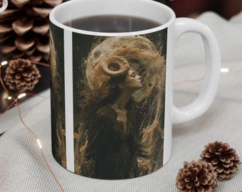 Capricorn Moon Goddess Mug: Mystical Pagan Coffee Cup