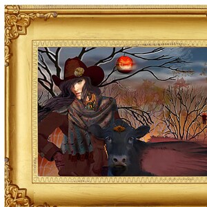 Kuhmädchen Illustration Print | Kuhmädchen Giclee Print | Cowgirl Portrait Western Dekor | Halloween Cowgirl | Sexy Cowgirl Kunst