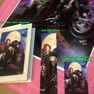 Motorcycle Poster Print|  Motorcycle Art Print| Gift Set | Motorbike Garage Art | Lady Biker Art Print | Gift For Her.
