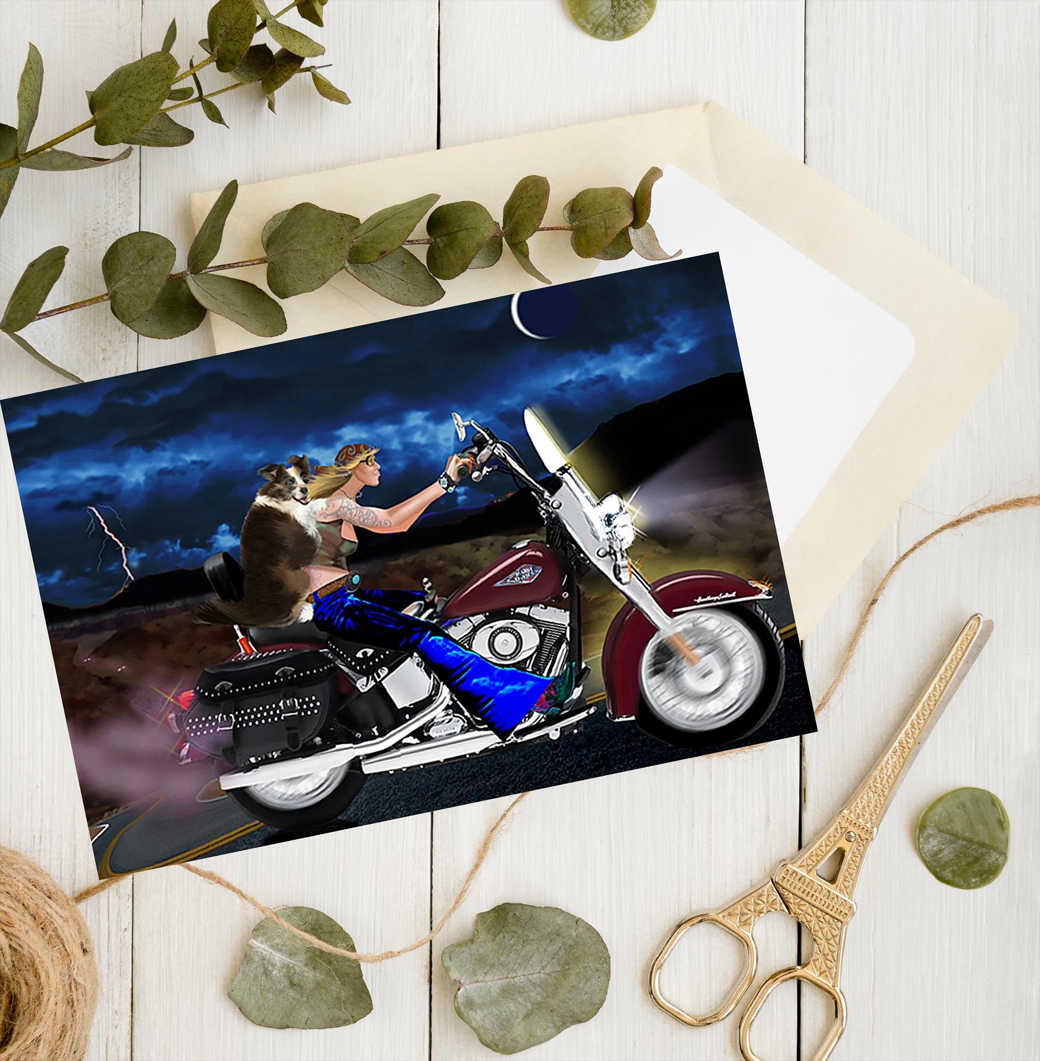 Funny Birthday Dog On Motorcycle Card