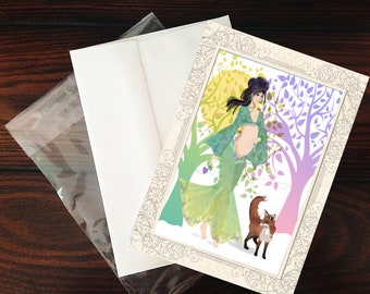 Spring goddess blank greeting card, 5x7 with envelope
