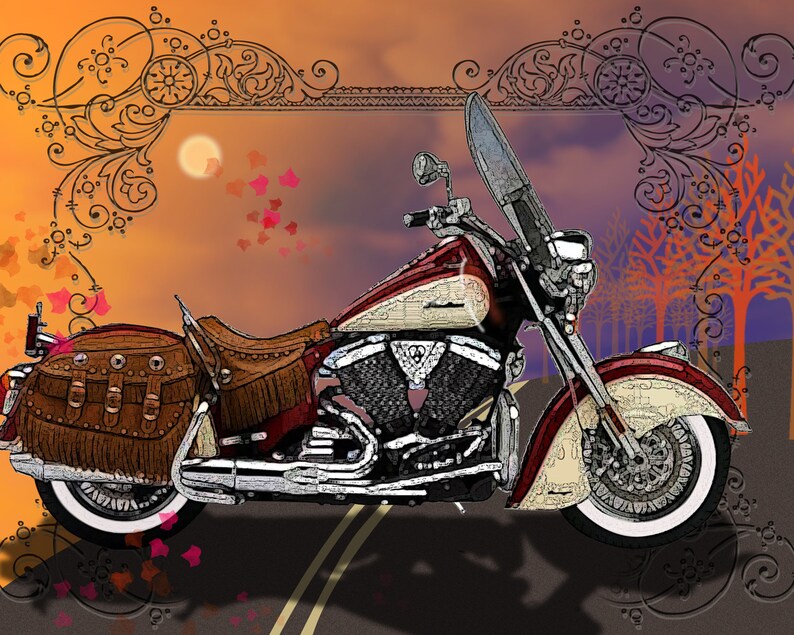 Vintage Indian Bike Poster Motorcycle Poster Print Indian Bike Print Motorcycle Gicleé Print