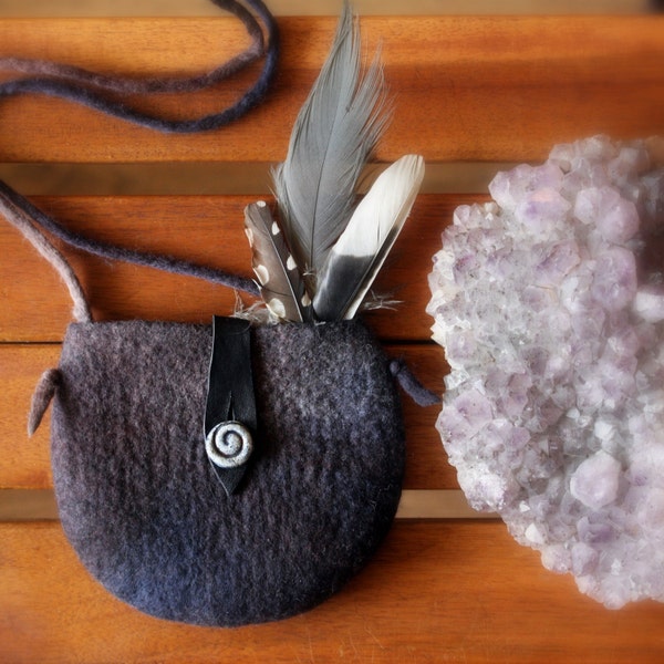 Special listing for FranksVintage - Small Treasure Bag, Felt Purse, Talisman Pouch