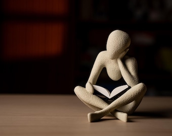Nobody sculpture series - Reader | minimalist art figurine, for book lovers and introspection decor