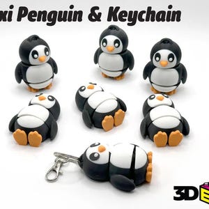 Flexible Penguin Keychain, Cute Arctic Animal Accessory for Bags, Keys, Collectible, Playful Cartoon Design, Novelty Gift