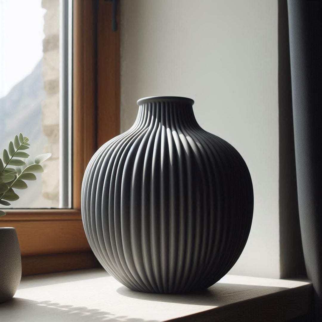 Ribbed Vase | Modern Minimalist Floral Centerpiece for Home Decor - Etsy