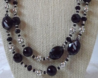 Faceted Black and Silver Necklace