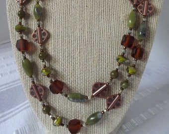 Green Chrysoprase and Copper Necklace
