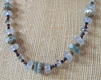 Pale Blue Cruller Necklace