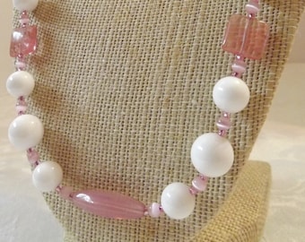 White and Cherry Quartz Necklace