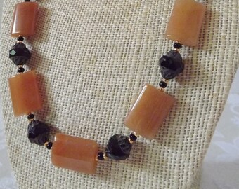 Orange Aventurine and Turbine Necklace